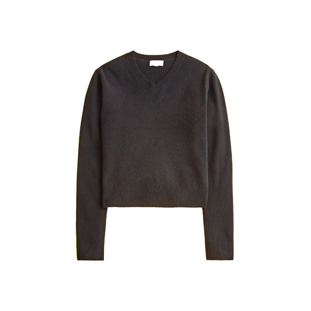 NWT J.Crew Cashmere High V-neck Sweater in Black Classic Fit Pullover XXS